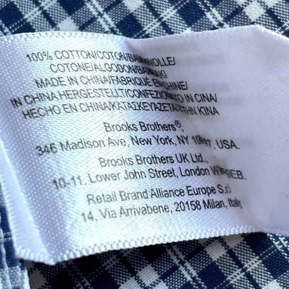 Brooks Brothers All Cotton Button Down Shirt XL Blue Plaid - Picture 6 of 10